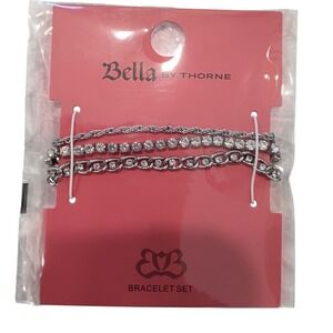 Bella‎ by Thorne Layered CZ Bracelet Set Silver Tone Sparkle